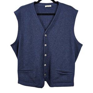 Gran Sasso Italy Virgin Wool Knitted Cardigan Blue Sweater Vest